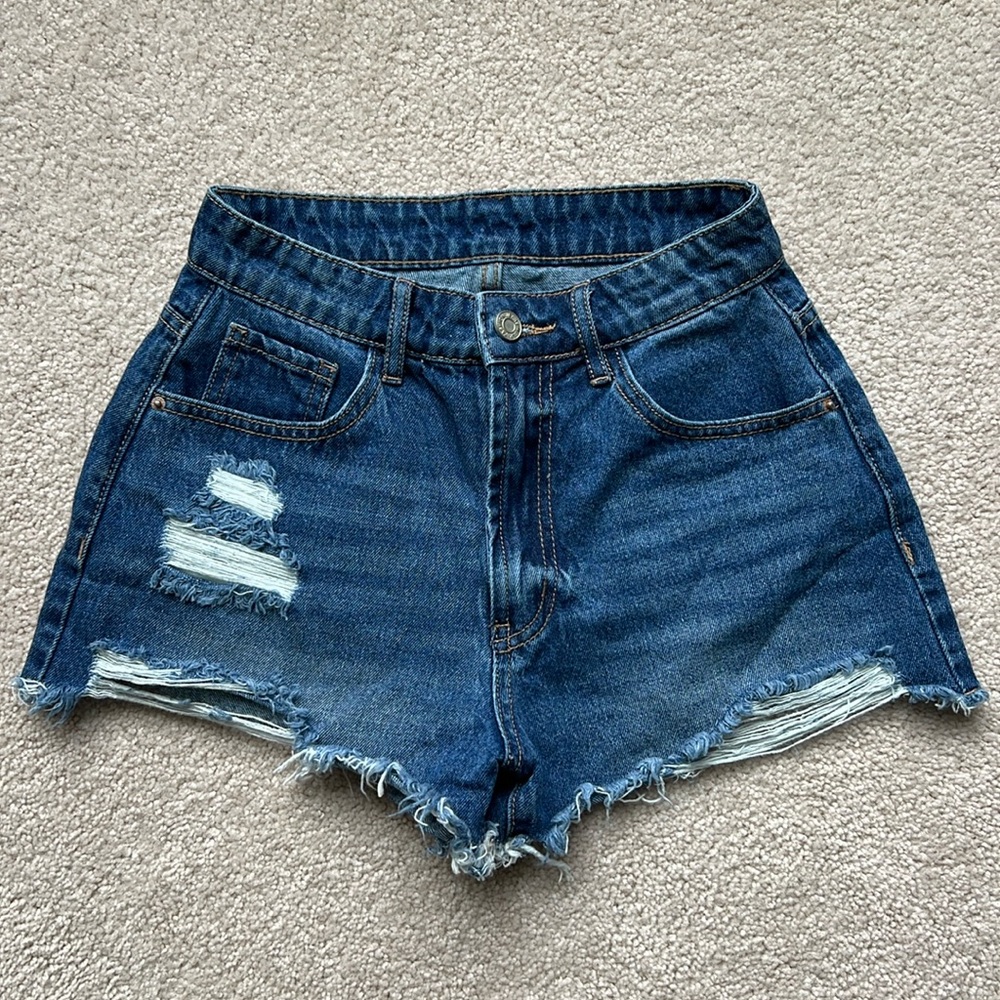 Shein Denim Blue Ripped Shorts